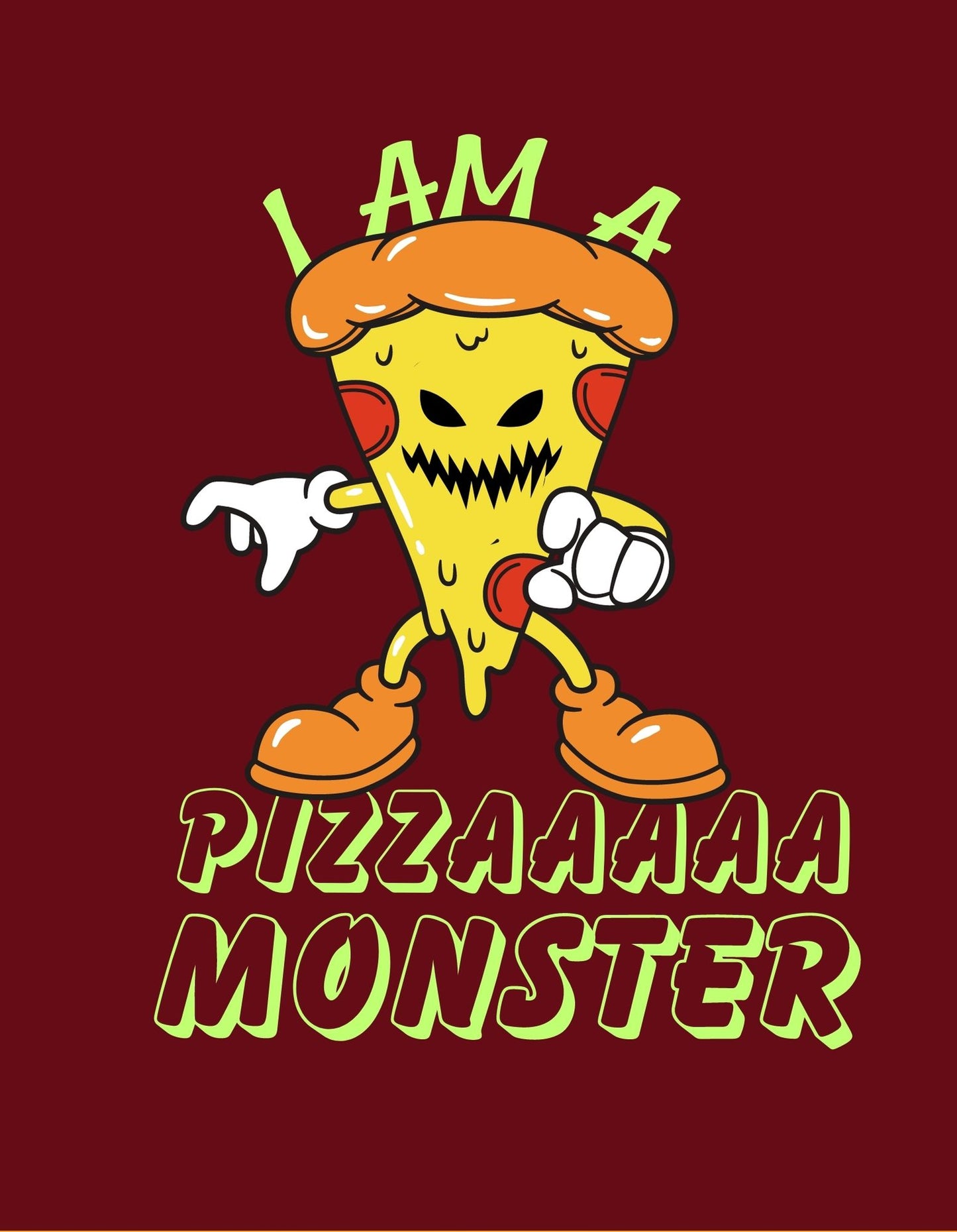 Pizza Monster Maroon