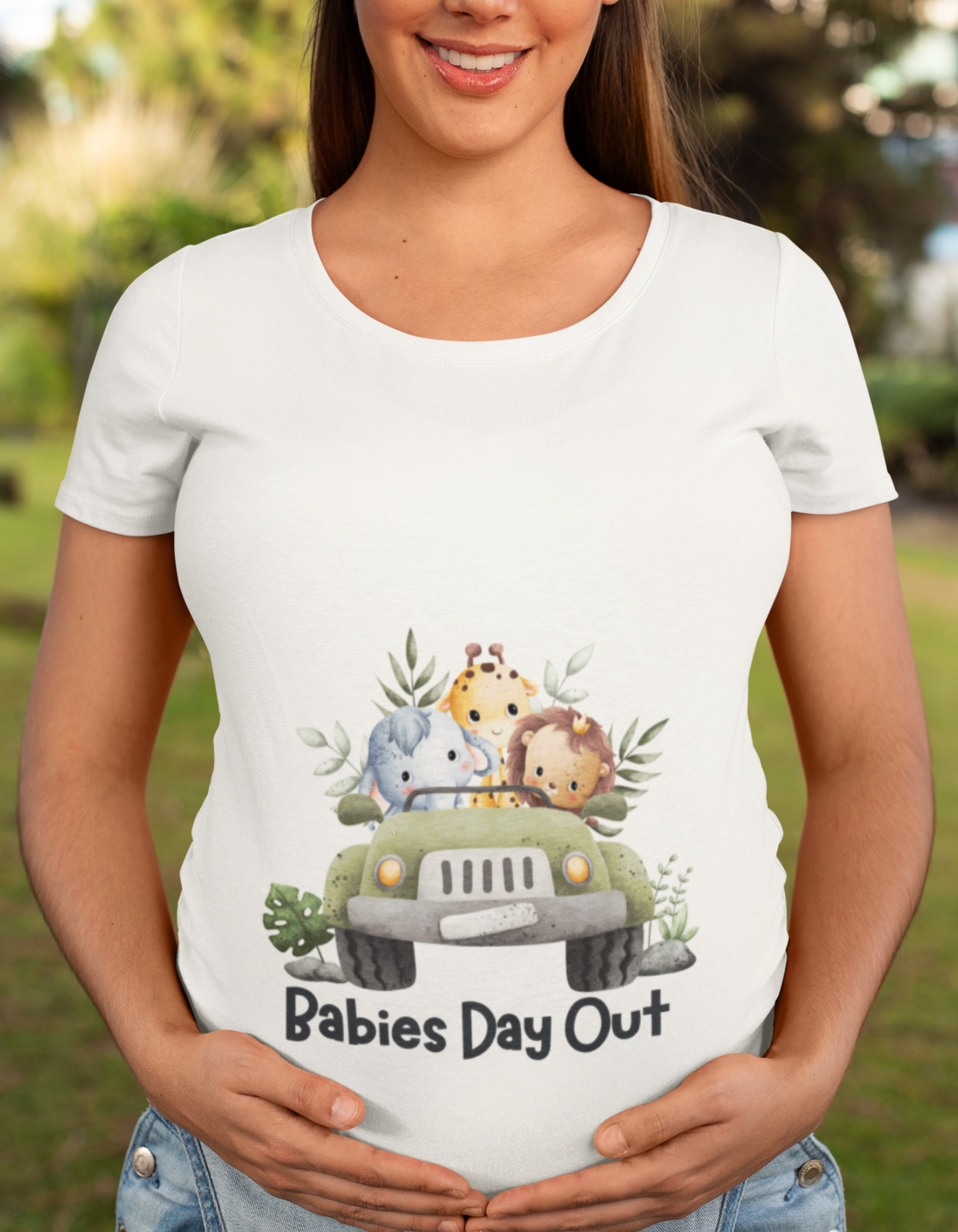 Embark on a joyful journey of motherhood with our playful pregnancy t-shirt from Womanitee. Cruise through maternity in style with the cute baby animals design. Shop online now!