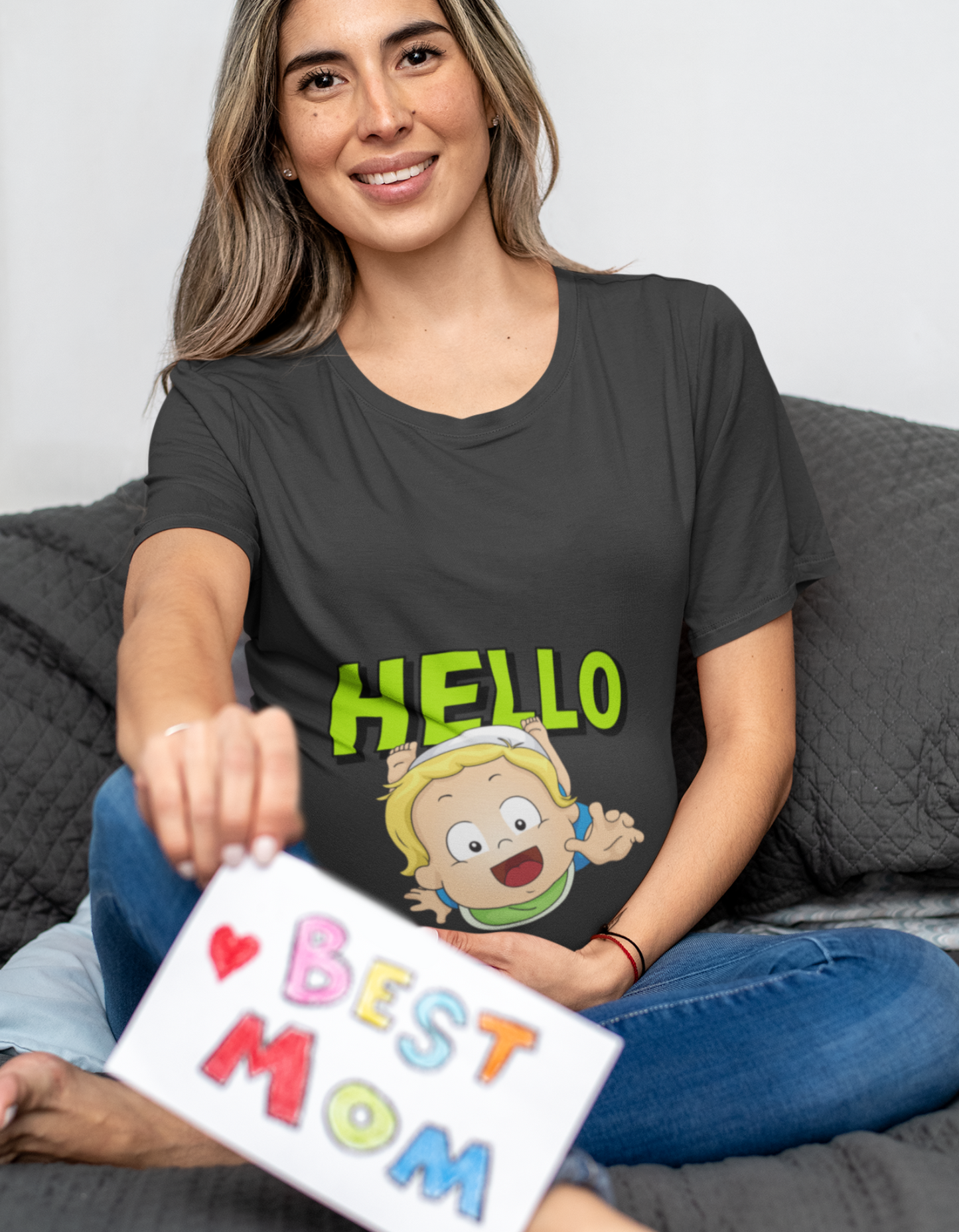 Capture the magic of motherhood with our Hello Baby oversized pregnancy t-shirt. Its whimsical illustration and comfortable fit make it a perfect choice for modern moms. Shop now at Womanitee, the ultimate destination for women's graphic t-shirts online in India.