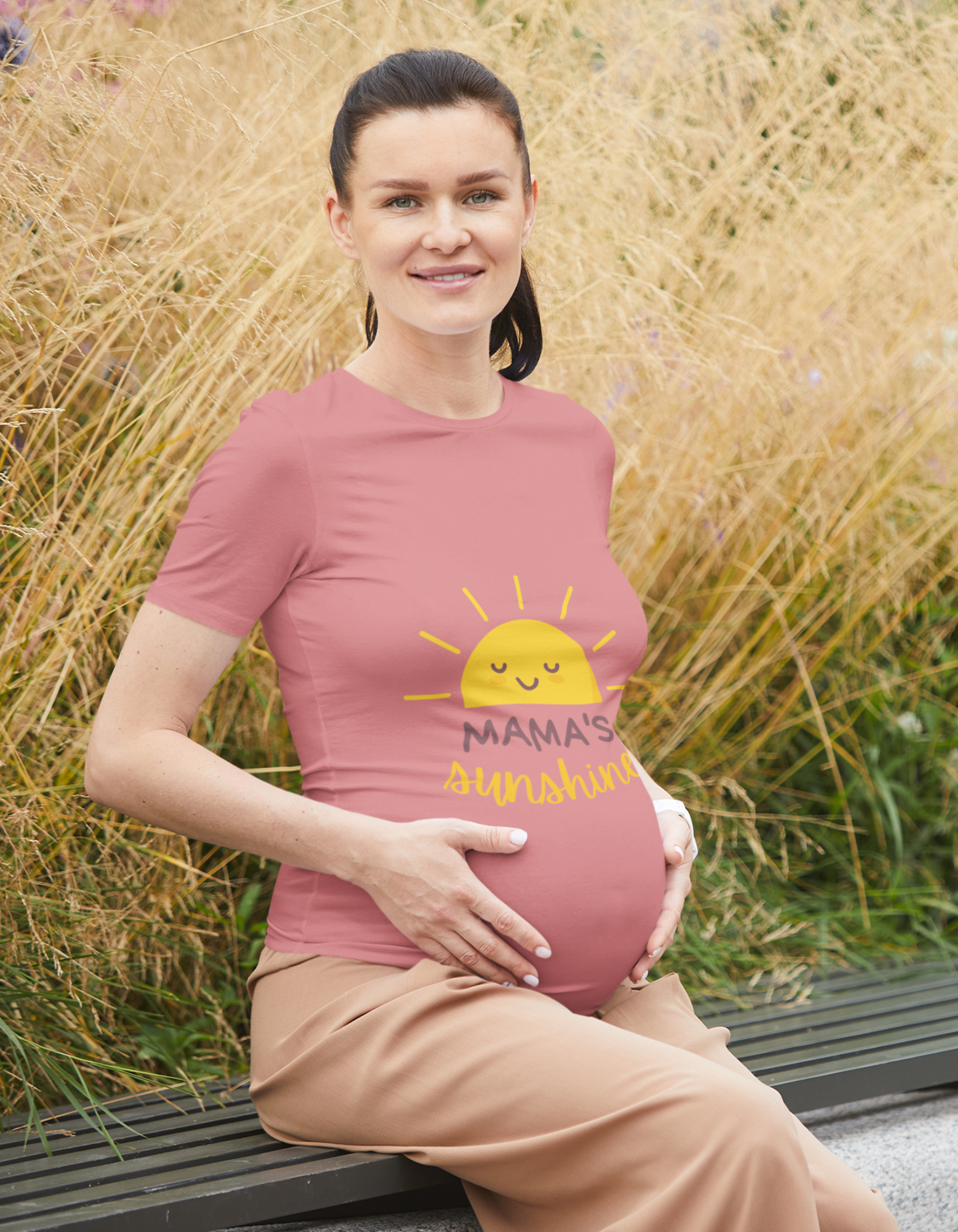 Spread joy and warmth with our Mama's Sunshine oversized pregnancy t-shirt. Feel the love as the cute sun design brightens your day and brings smiles to everyone you meet. Discover the perfect fit and style at Womanitee, your go-to for women's graphic t-shirts online in India.