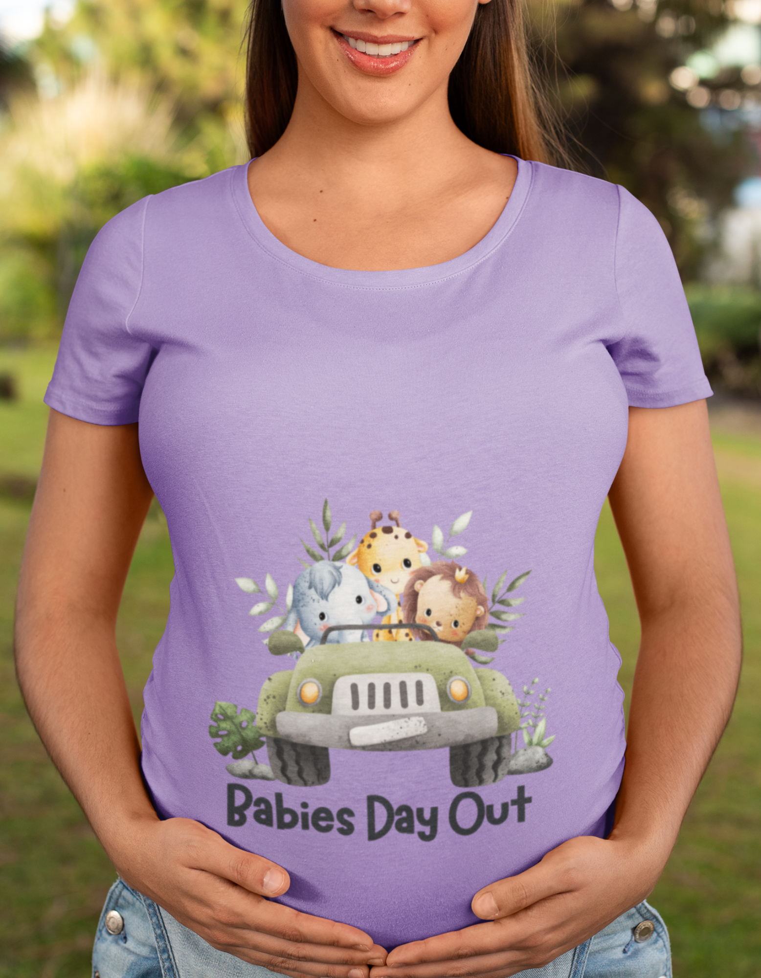 Celebrate your individuality during pregnancy with our trendy pregnancy t-shirt from Womanitee. Stand out in style with the charming baby animals design. Shop now and let your fashion roar!