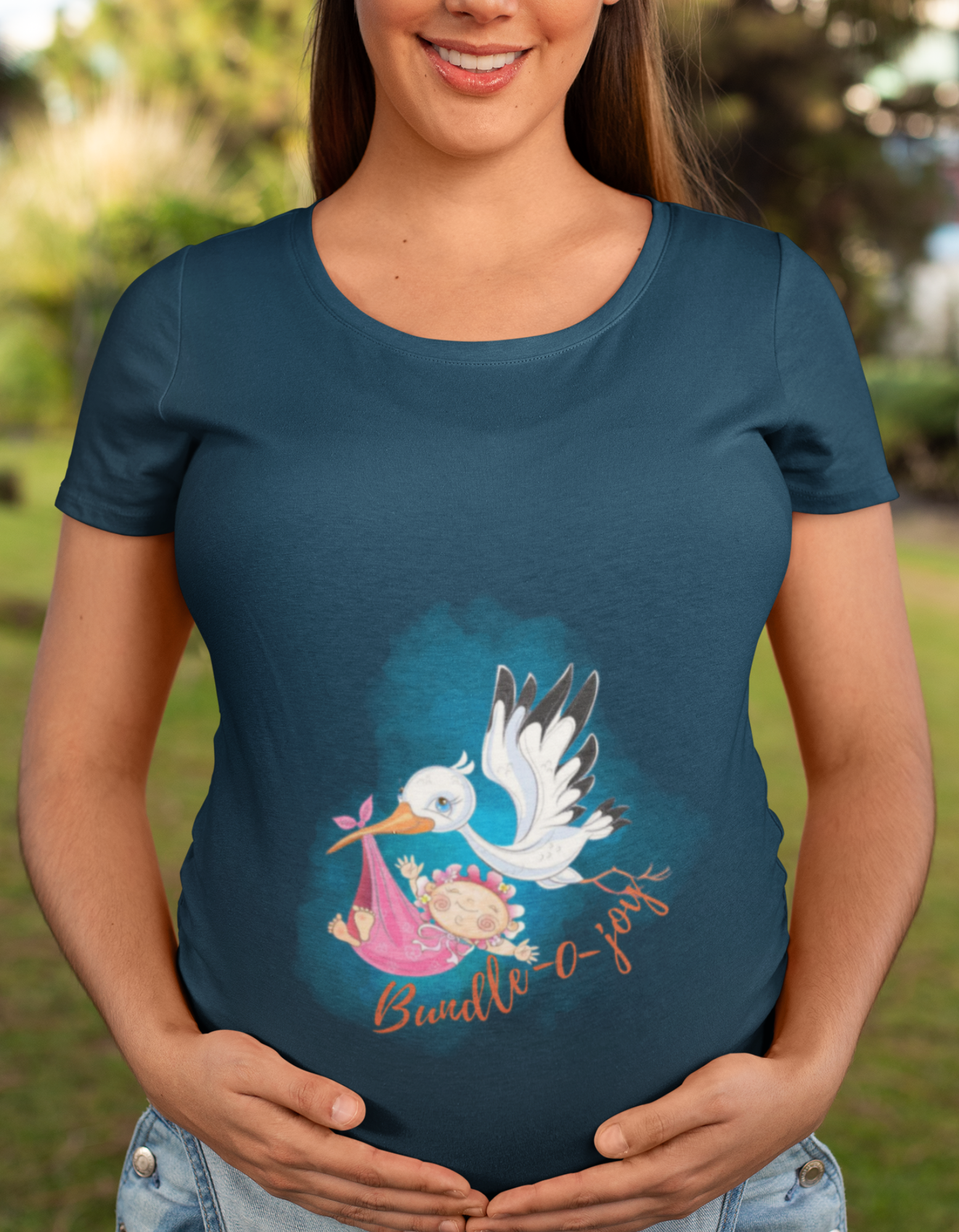 Prepare for the beautiful journey of motherhood with our Bundle of Joy pregnancy t-shirt. The cute bird and baby bundle design adds a delightful touch, while the oversized style ensures comfort. Shop now at Womanitee and embrace the joy of being a mom-to-be.