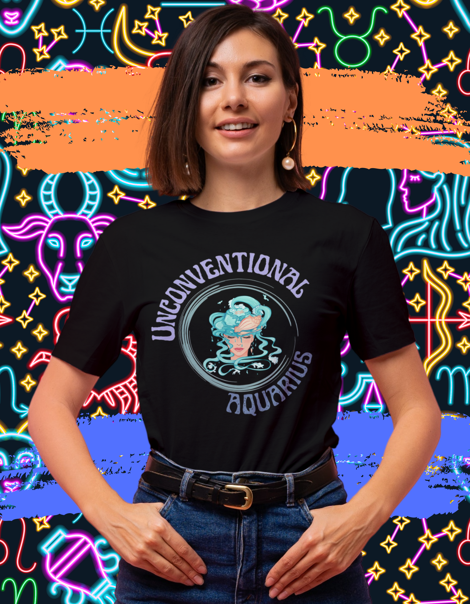 Unconventional Aquarious- Women's Black T-shirt