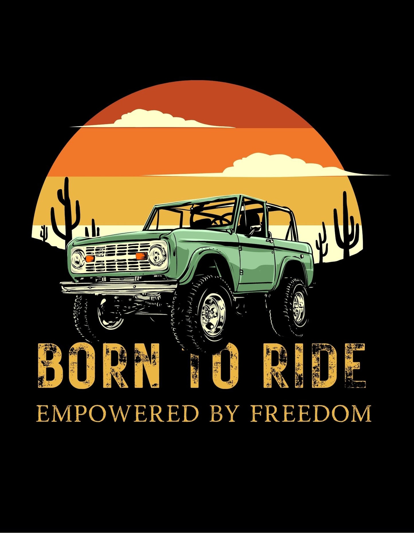 Fashion meets Freedom: Women's Jeep Crop Top | Womanitee" Meta Description: "Experience the perfect blend of fashion and freedom with our Women's Jeep Crop Top. In sleek black, this crop top features a captivating jeep illustration and the empowering phrase 'Born to Ride, Empowered by Freedom.' Explore Womanitee's women's graphic t-shirts online and ride with confidence.