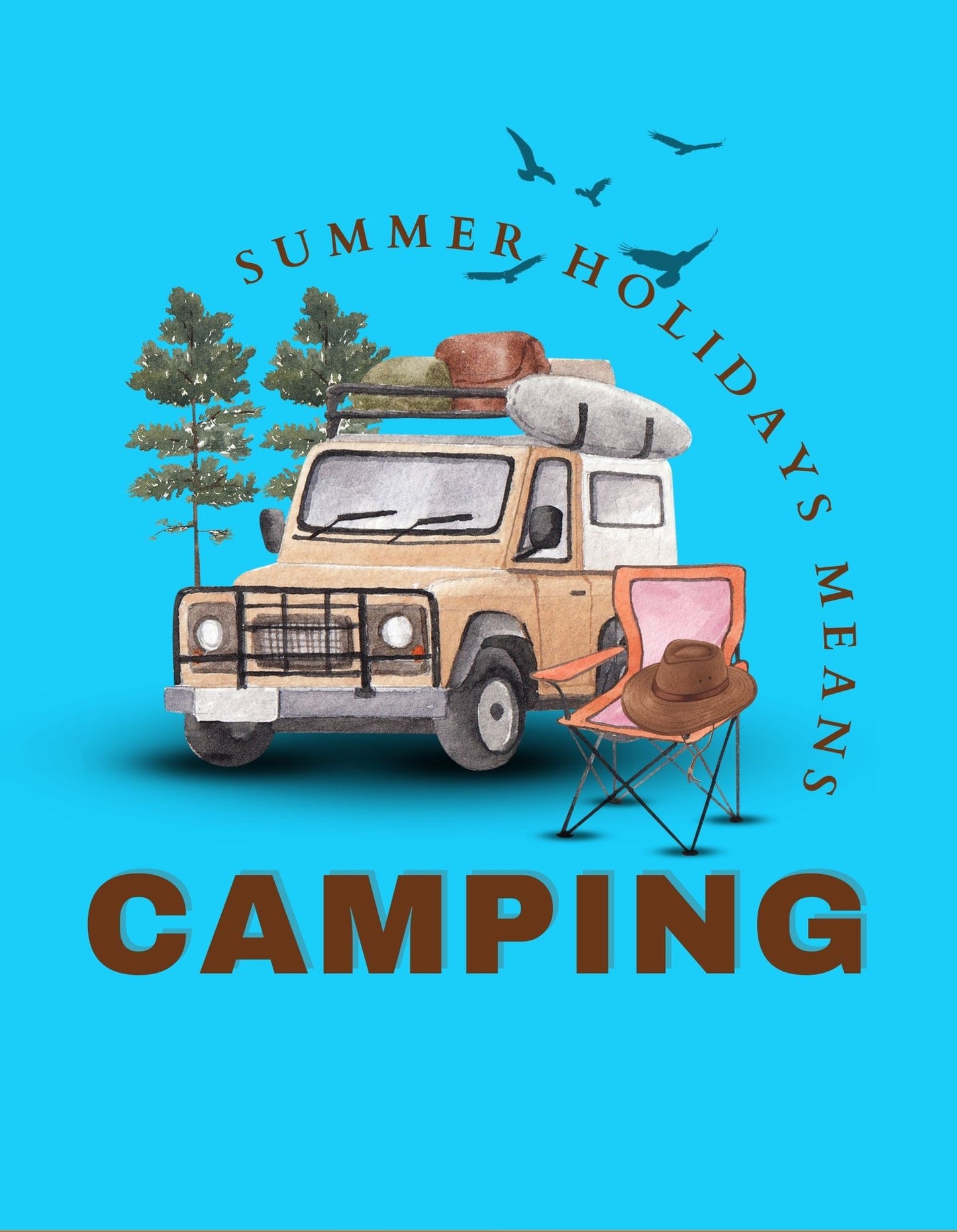 Stay cool and comfortable this summer with our Women's Camping Graphic Crop Top. In sky blue, this crop top features a delightful camping illustration and the fun message 'Summer Holidays Means Camping.' Explore Womanitee's women's graphic t-shirts online and let your adventurous side shine.