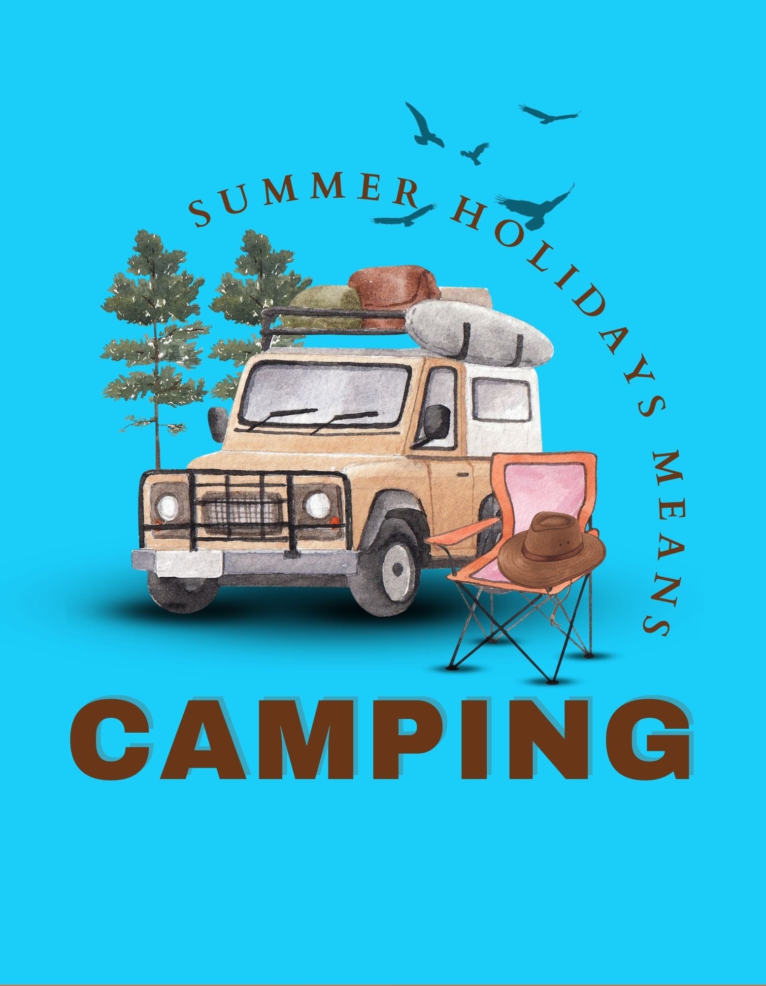 Stay cool and comfortable this summer with our Women's Camping Graphic Crop Top. In sky blue, this crop top features a delightful camping illustration and the fun message 'Summer Holidays Means Camping.' Explore Womanitee's women's graphic t-shirts online and let your adventurous side shine.