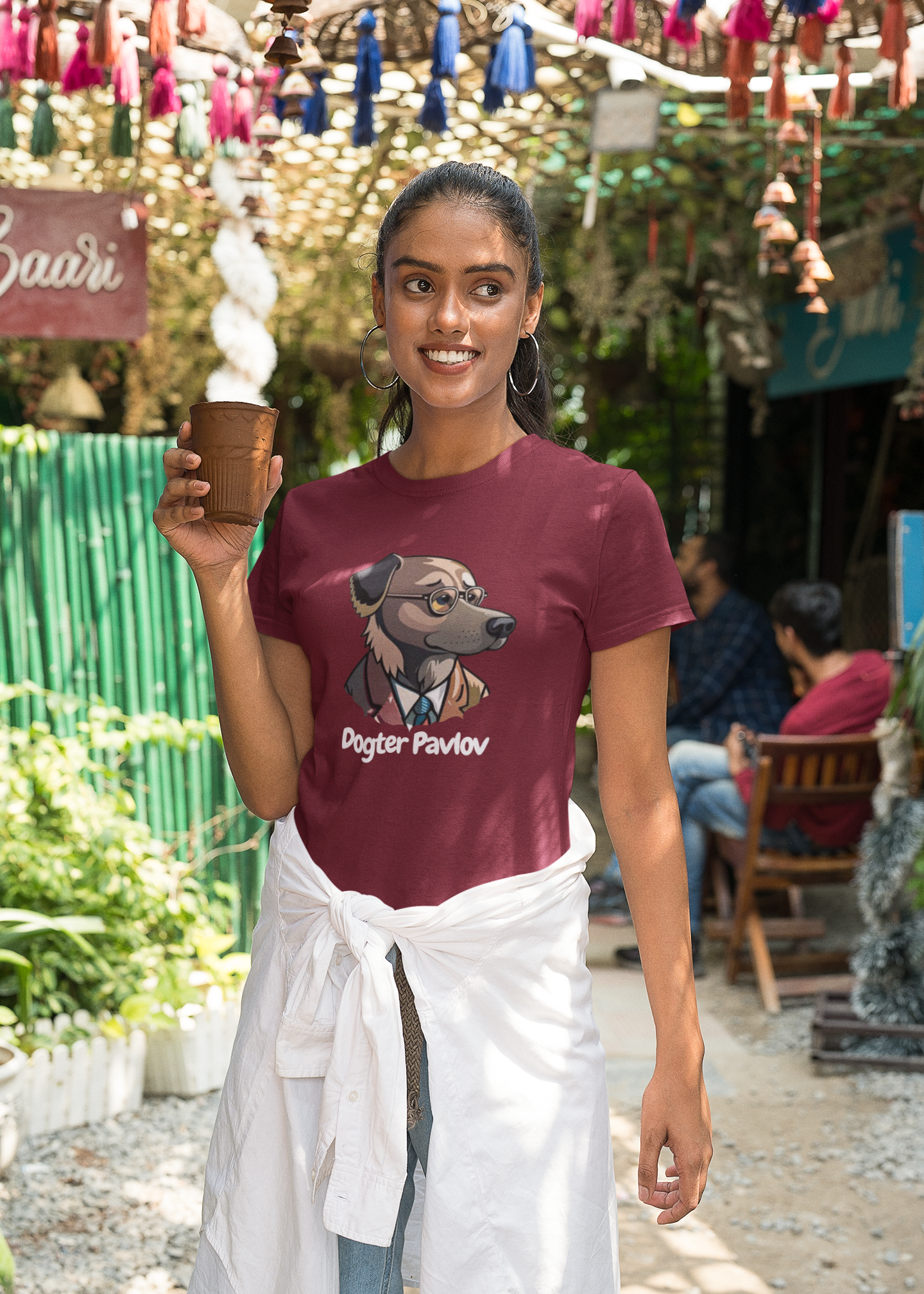 Funny dog tshirt for women in maroon clolor