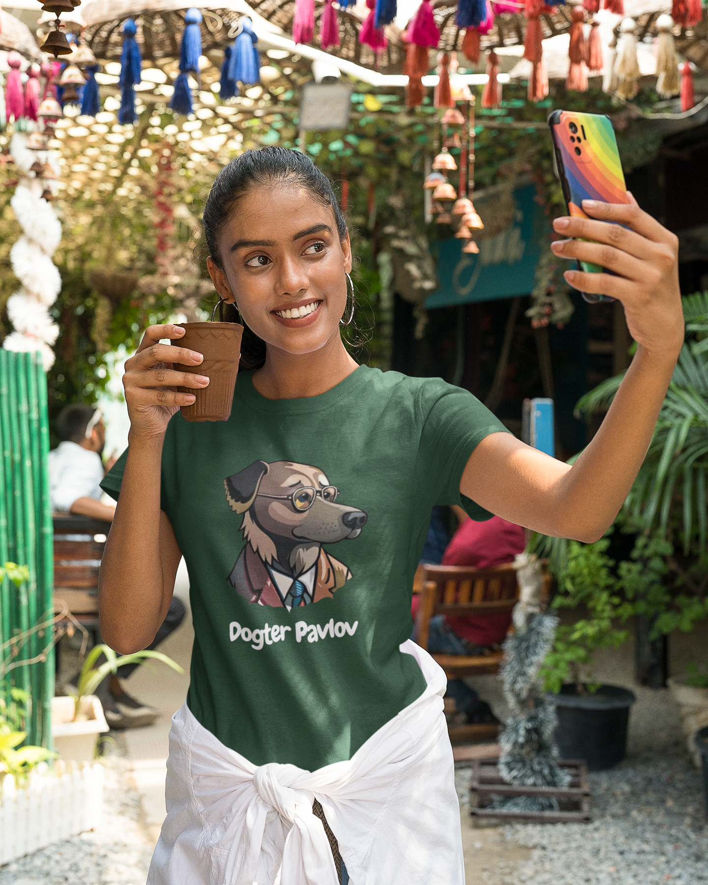 Dogtor Pavlov- Olive Green funny dog T-shirt for women with a pun