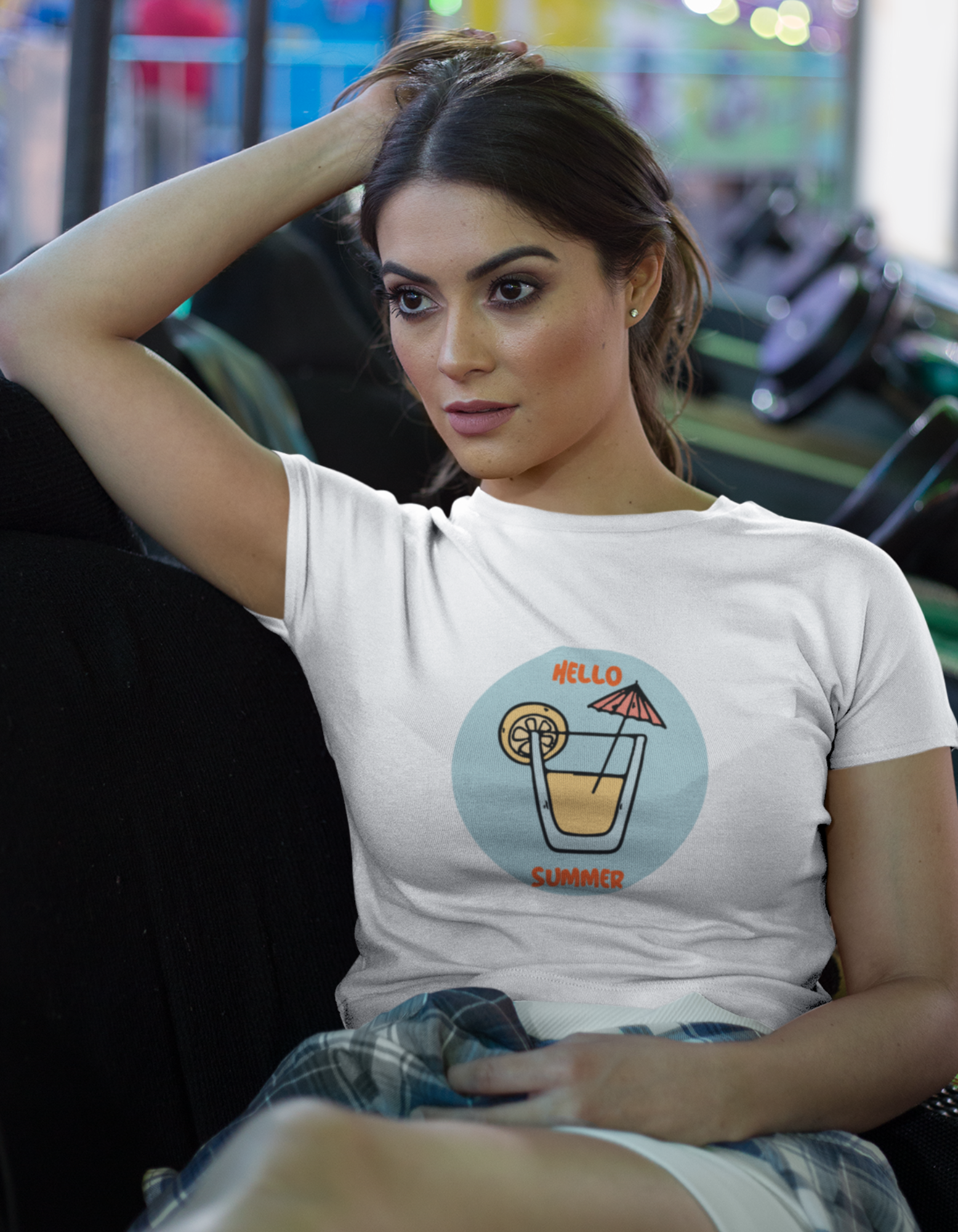 Elevate your summer wardrobe with our Women's White Cocktail Crop Top. With its stylish cocktail glass design and the message 'Hello Summer!', this crop top is perfect for making a statement. Shop online at Womanitee for fashionable women's crop tops.