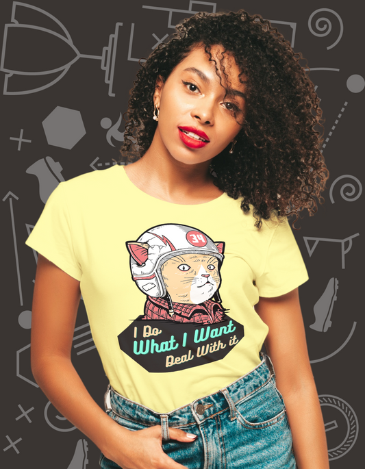 I do what I Want- Cat t-shirt- Butter Yellow