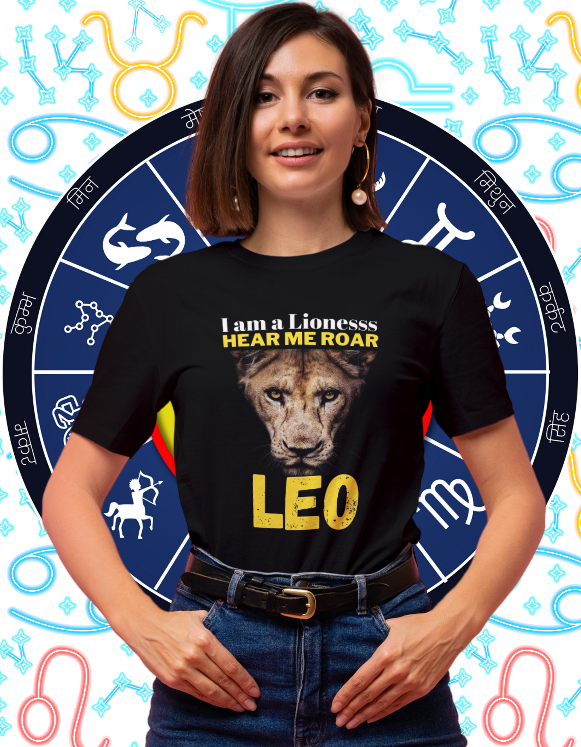 Leo Lioness Women's T-shirt Black. Hear me roar!