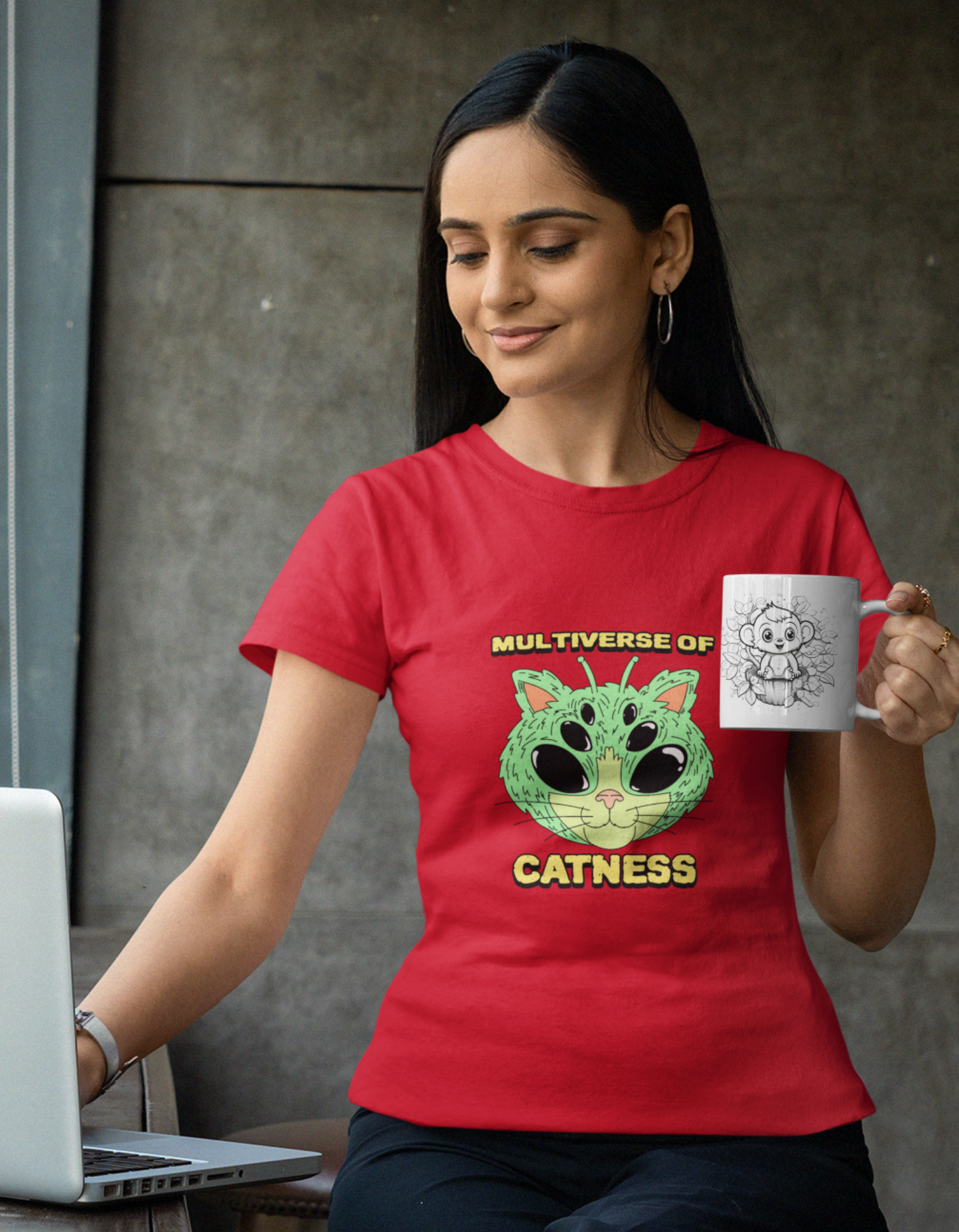 Step into the Multiverse of Catness with Womanitee's Red Women's Graphic Tee. Explore the perfect blend of fashion and fandom. Shop now for the purrfect online shopping experience!