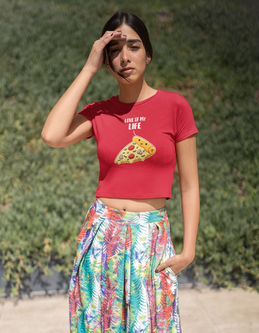  Get the best online deals on our "Love of My Life" crop top, a perfect blend of cuteness and pizza love. Shop now at Womanitee, the leading online store for women's crop tops in India.