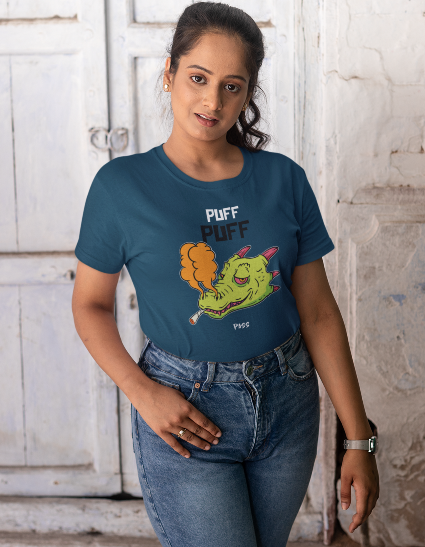 Puff Puff Pass! Navy Blue Women's Tshirt