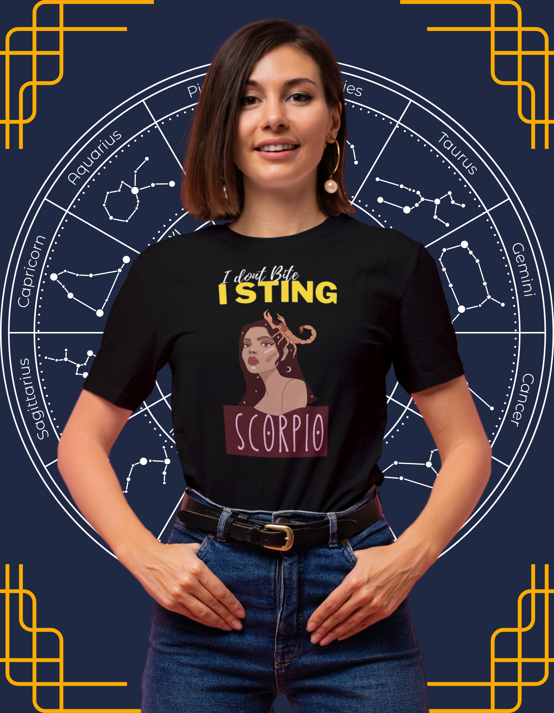 I Don't Bite, I Sting- Scorpio Women's Tshirt- Black