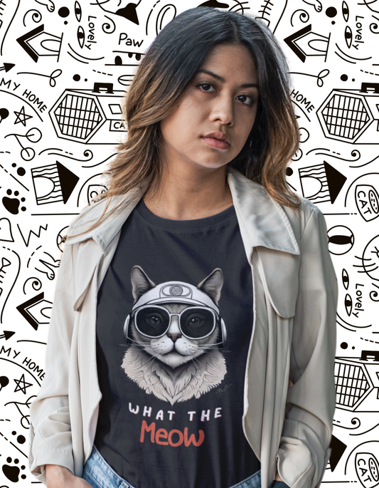 What the Meow-Cat-Black tshirt