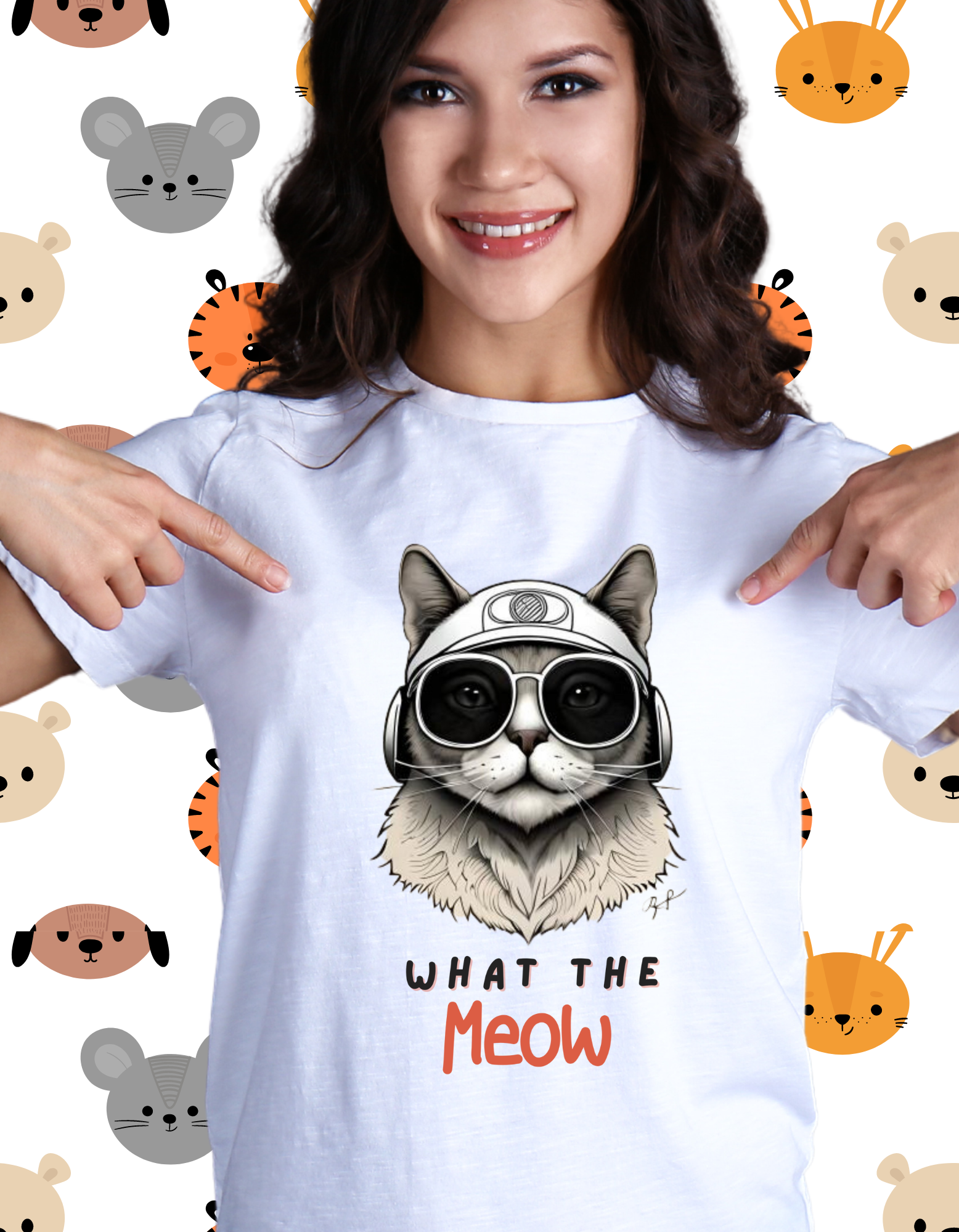 What the Meow- Cat Tshirt for women in white colour