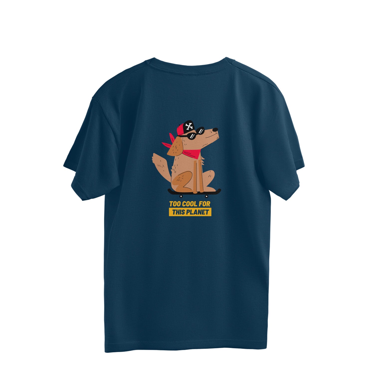  Show off your chill vibes with our navy blue oversized t-shirt featuring a trendy illustration of a cool dog wearing a cap and sunglasses. Discover Womanitee, the top destination for women's graphic tees online in India, and let your fashion speak volumes.