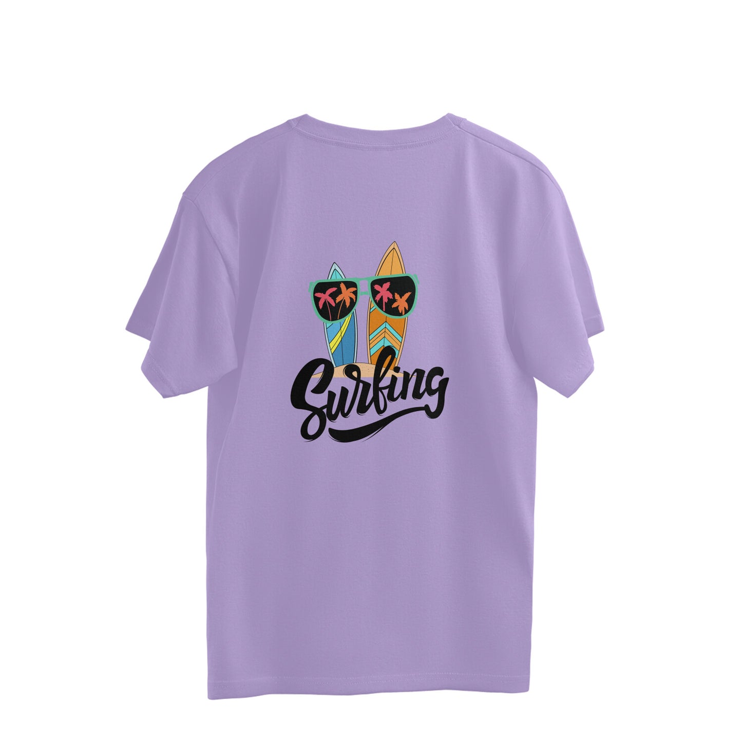 Embrace surf-inspired chic with our Iris Lavender Oversized T-Shirt featuring a captivating design of surfers and sunglasses. Shop online at Womanitee for trendy women's graphic t-shirts and let your fashion choices reflect your love for the ocean and a free-spirited lifestyle.