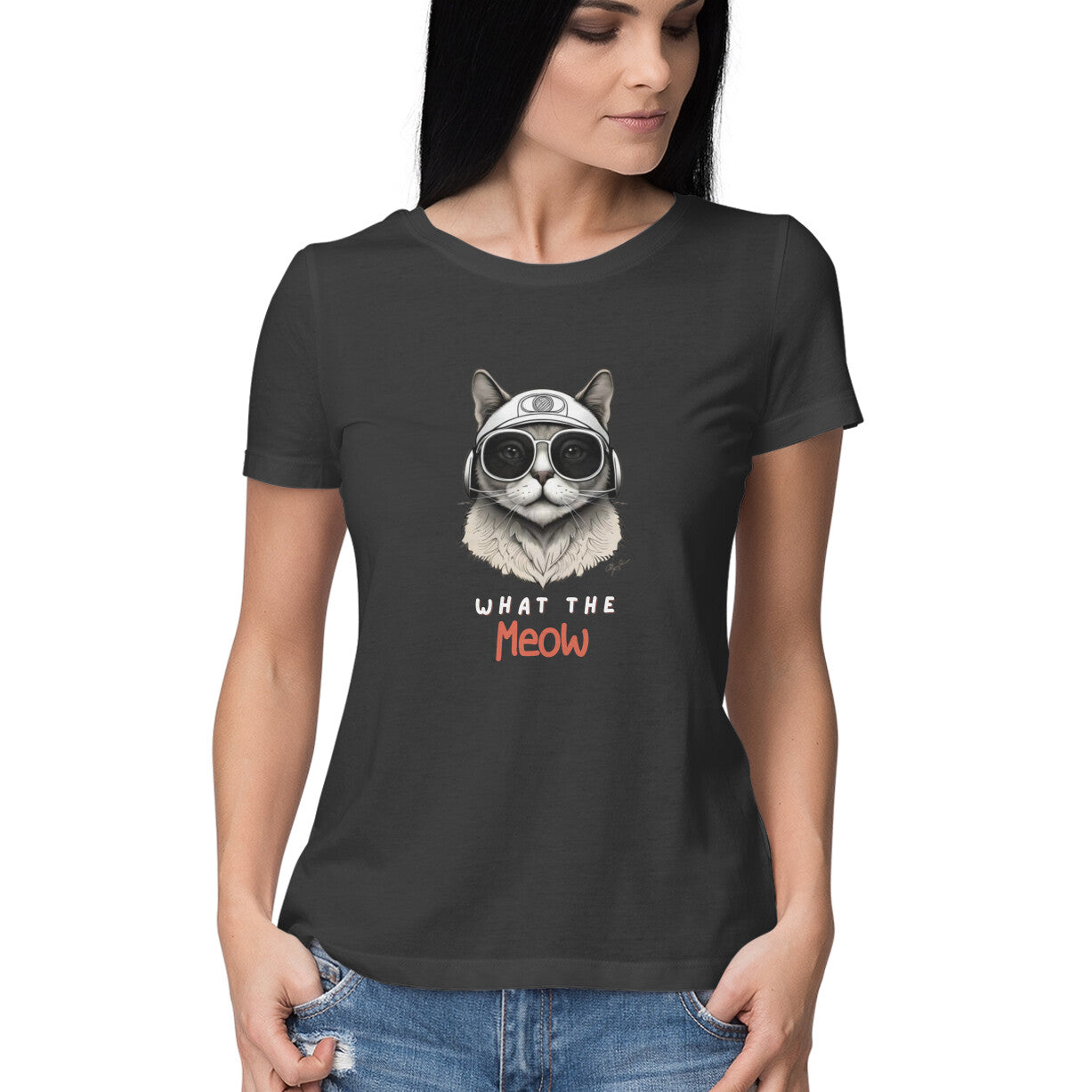 What the Meow-Cat-Black tshirt