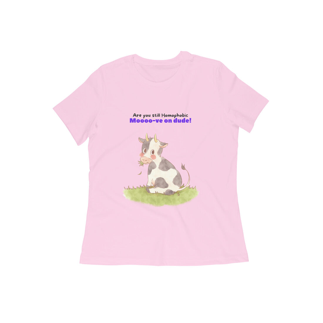 Homophobia No More Cow T-Shirt- Light Pink