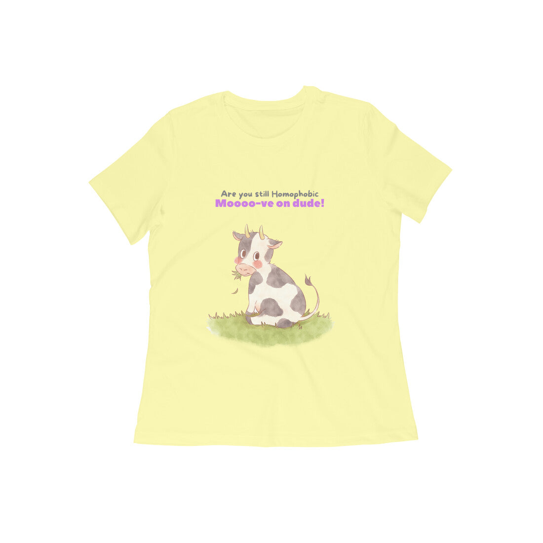 Homophobia No More Cow T-Shirt- Butter Yellow