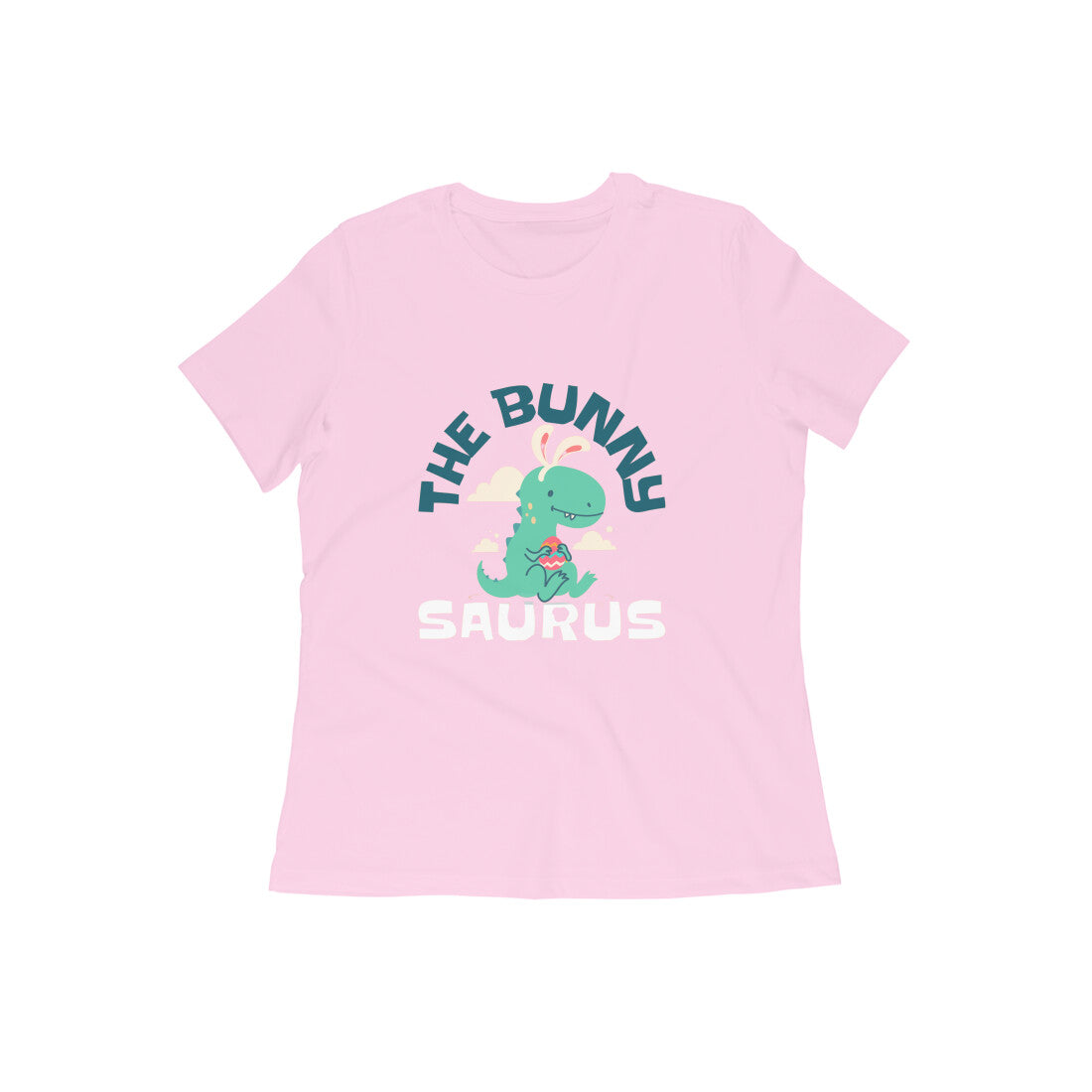 The Bunny Saurus: Cute and Funny Women's Tshirt by Womanitee- Light Pink