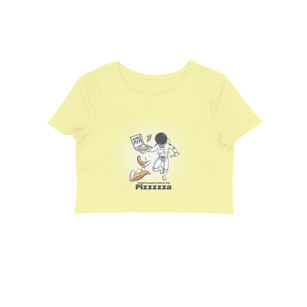 Ultimate Pizza Lover| Butter Yellow Crop Top For Women