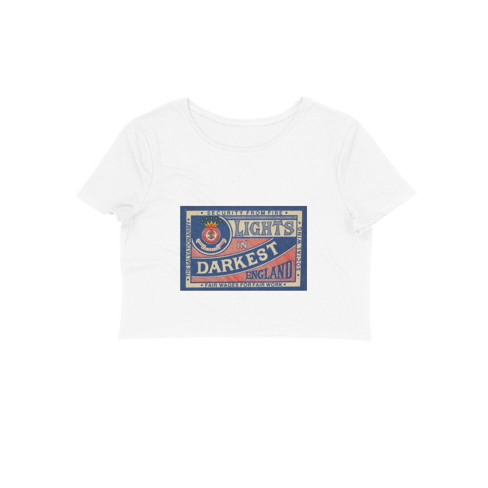 Embrace the legacy of the Matchwomen's Strike of 1888 with our Women's Round Neck Cotton Crop Top, adorned with the legendary Salvation Army Matches design. Channel the empowerment and progress of women's history while showcasing your unique style. Shop online for women's graphic crop tops at Womanitee.