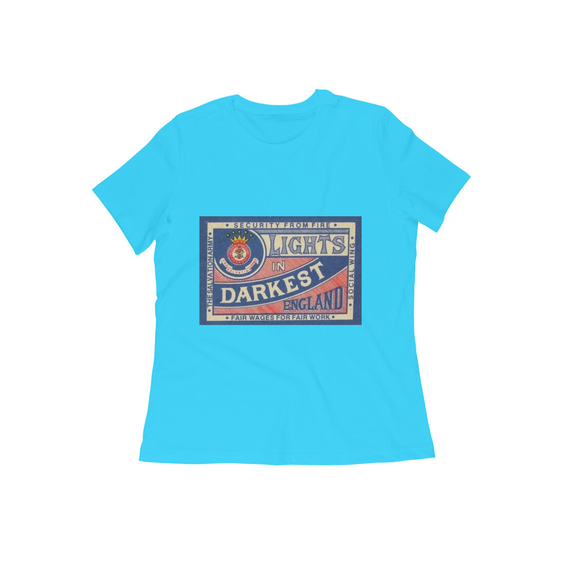 Unleash your inner activist with our Salvation Army Matches Sky Blue T-Shirt. Featuring the iconic illustration from the historic Matchwomen's Strike of 1888, this t-shirt embodies the spirit of change. Stand up for women's rights in style. Shop now and join the movement