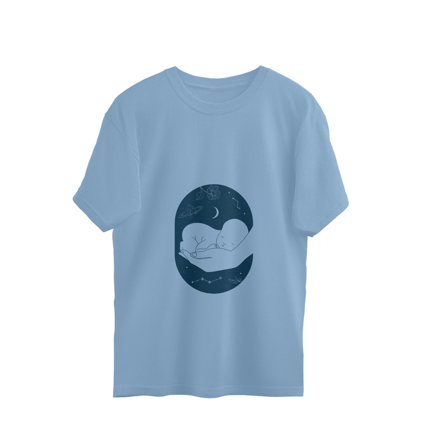 Sleep like a baby in Womanitee's Sleeping Baby Hand Pregnancy T-Shirt. Experience ultimate comfort and indulge in fashionable maternity wear. Shop women's t-shirts online in India!