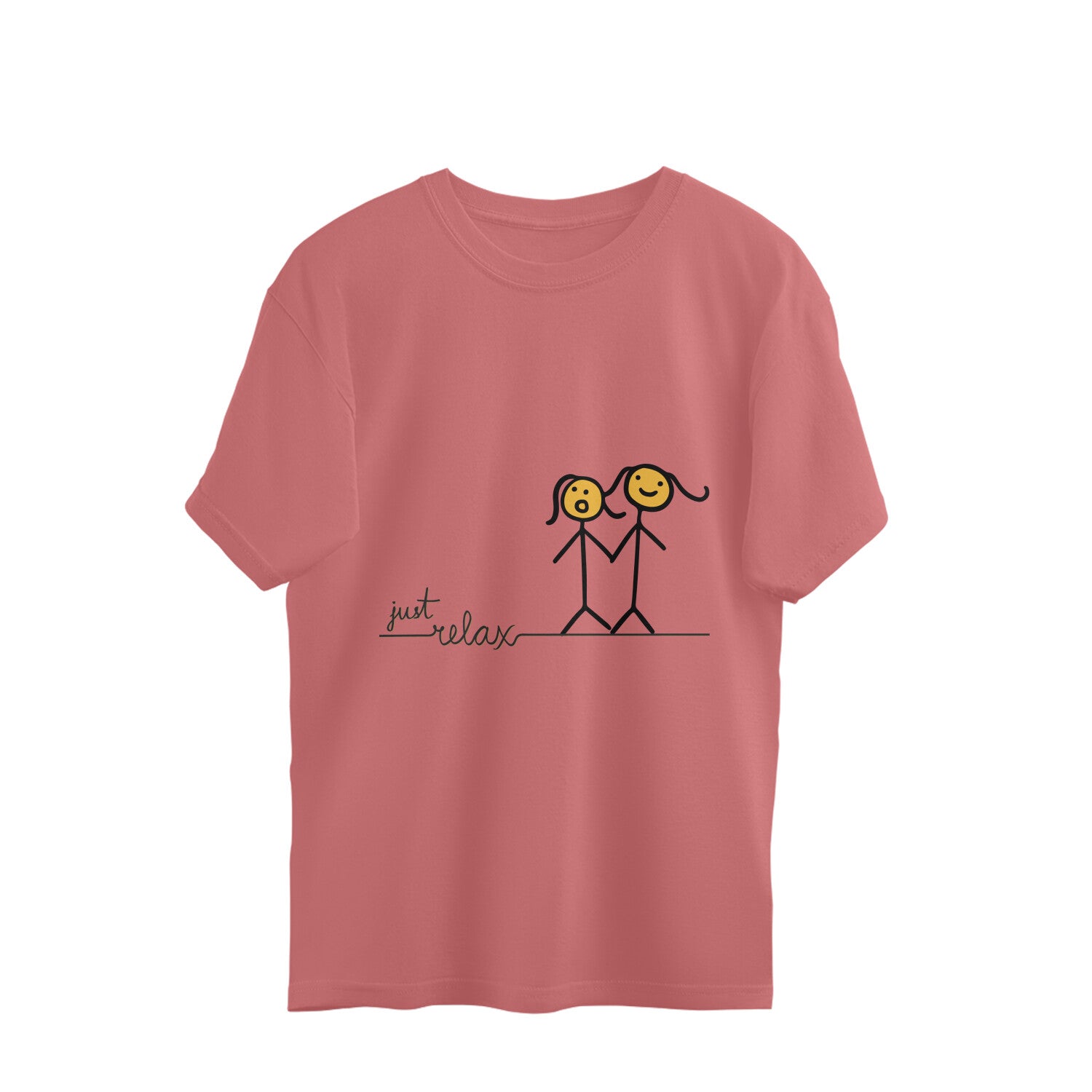 Embrace stylish sisterhood with our Rose Red Oversized T-Shirt featuring two sisters. Shop online at Womanitee for trendy women's graphic t-shirts and showcase your love for your sister with fashion flair.