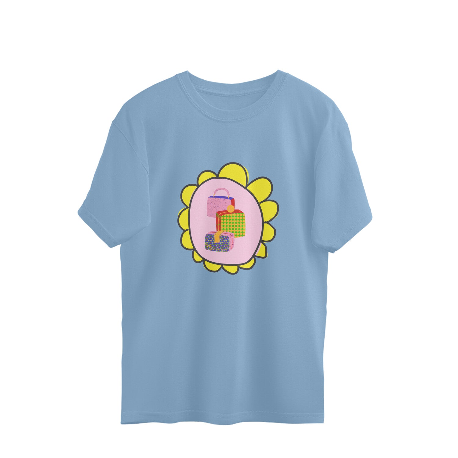 Radiate positivity and style with our Baby Blue Sunflower Sisters Oversized T-Shirt. Shop online at Womanitee for trendy women's graphic t-shirts and let the vibrant sunflower design symbolize the strength of sisterhood.