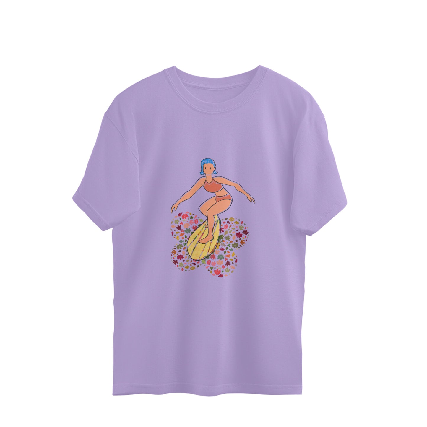 Stay fashionably adventurous with our Iris Lavender Surf's Up Oversized T-Shirt. Shop online at Womanitee for trendy women's graphic t-shirts and let the surfing girl design reflect your love for the ocean and fearless attitude.